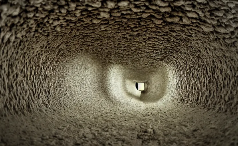 Prompt: hand holding sponge with many tunnels inside each hole, tunnels lead to different worlds, surreal, detailed, high definition, lord of the rings esk, close up, mysterious, curiosity,