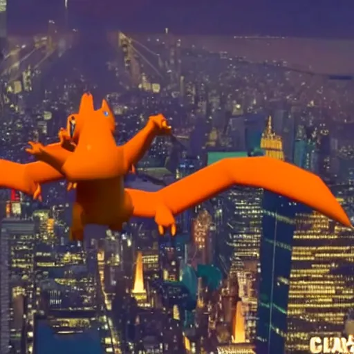 Image similar to charizard flying above new york, claymation, 8 k, hyperdetalied, cgsociety