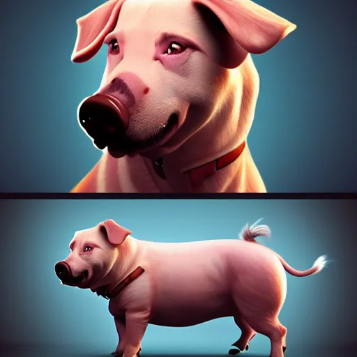 Image similar to a fusion of a dog and a pig, hyperdetailed, artstation, cgsociety, 8 k