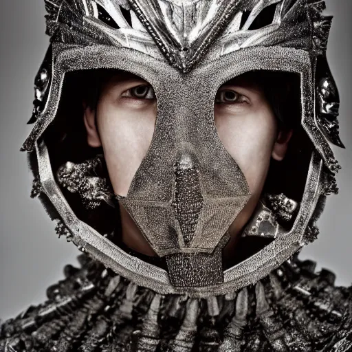 Image similar to a portrait of a beautiful young male wearing an alexander mcqueen armor made of salt , photographed by andrew thomas huang, artistic