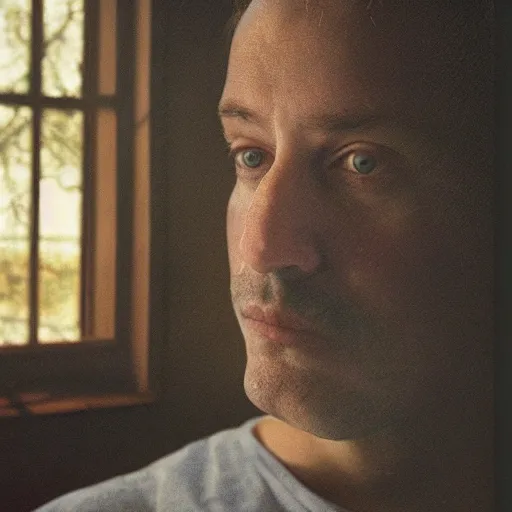 Prompt: detailed portrait of a man, spring light, painting by gregory crewdson,