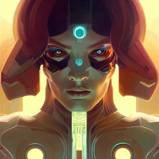 Image similar to cyborg, female, science fiction, portrait, highly detailed, digital painting, beautiful eyes, symmetry, concept art, sharp focus, illustration, art by artgerm and greg rutkowski and magali villeneuve and ilya kuvshinov! : : alphonse mucha : : - 0. 2