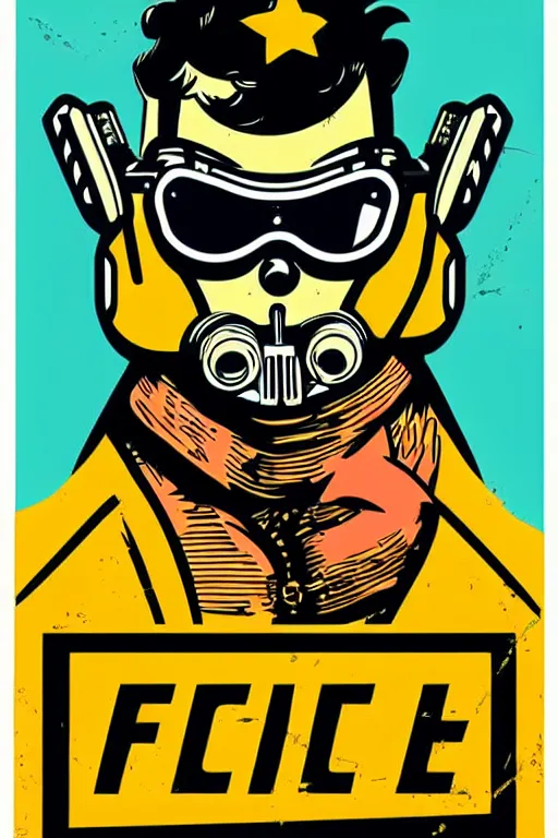 Image similar to fallout 7 6 retro futurist illustration art by butcher billy, sticker, colorful, illustration, highly detailed, simple, smooth and clean vector curves, no jagged lines, vector art, smooth andy warhol style