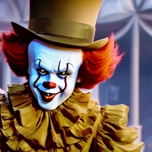 Image similar to Pennywise as Willy Wonka 4K quality super realistic