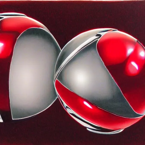 Prompt: chrome spheres on a red cube, drawn with ballpoint pen