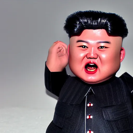 Image similar to kim jong un doll screaming at jimin octane render