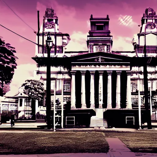 Image similar to Universidad de Buenos Aires in a cyberpunk style, digital art