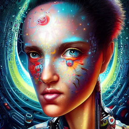 Image similar to cosmic fractal biopunk lofi portrait, pixar style, by tristan eaton stanley artgerm and tom bagshaw.