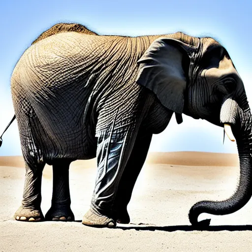 Image similar to real photo of an elephant made of sand