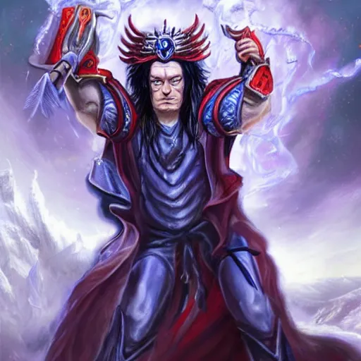 Image similar to Tommy Wiseau as a Thousand Sons sorcerer, photo realistic