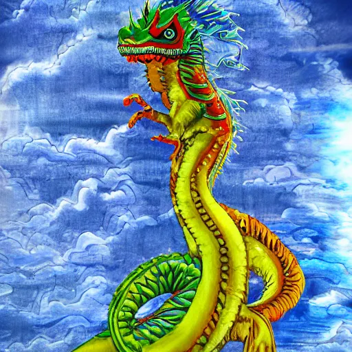 Prompt: water dragon made of long fabric, avant - garde lava dress, in sky, hd, photo real