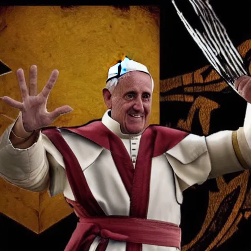 Image similar to the pope as a mortal kombat character