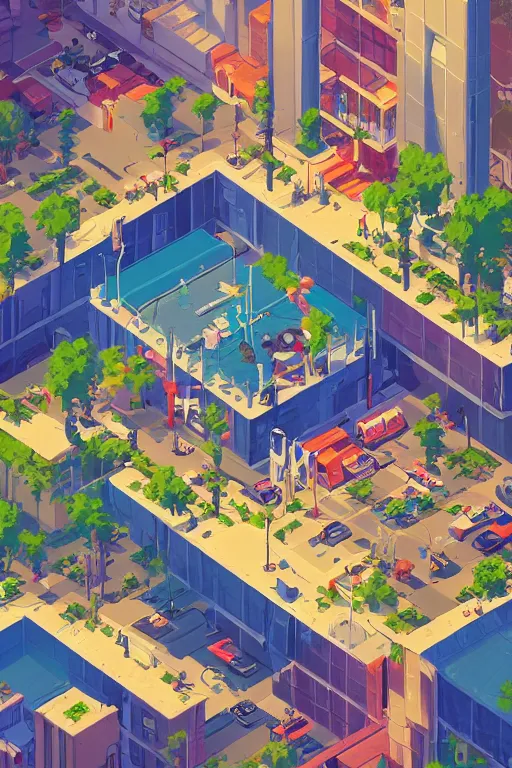 Isometric Cyberpunk City Wallpaper by patrika