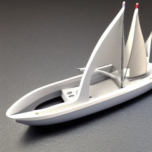 Image similar to 3 d printed benchy boat with 3 d printer, test 3 dprint, plastic boat toy, studio photoshoot