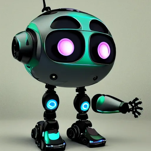 Image similar to a cute robot with uwu eyes painted designed by apple