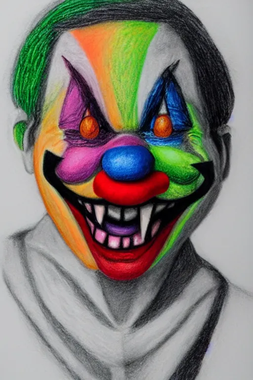 Image similar to chalk pastel drawing of a crying clown, sharp, detailed, behance