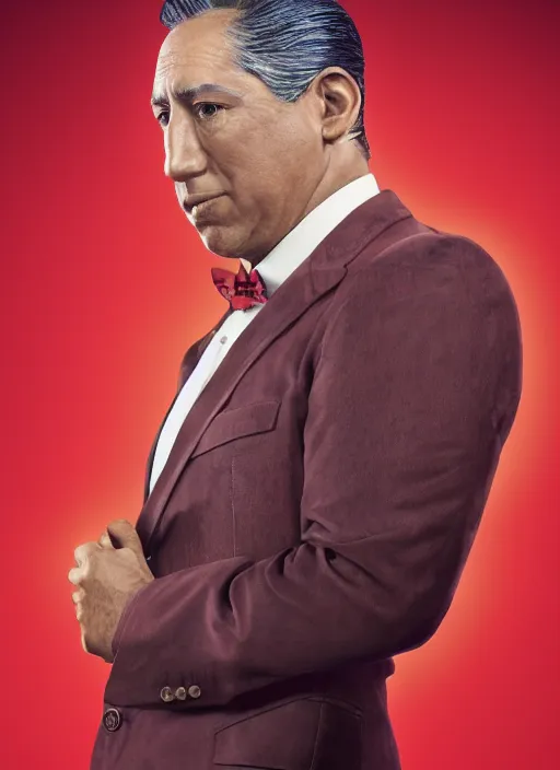 Prompt: ( ( ( hyperrealist portrait of oscar nunez as oscar martinez ) ) ) by mike campau, head and torso, red background photorealistic, octane render, vibrant colors, unreal engine, dynamic lighting, perfect factions, very detailed faces, intricate detail, trending on artstation, poster, volumetric lighting, 4 k, award winning