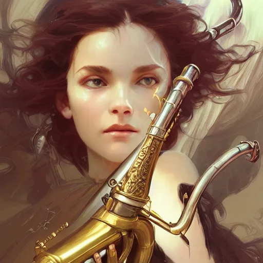 Image similar to a strange blowing horn, d & d, fantasy, intricate, elegant, highly detailed, digital painting, artstation, concept art, smooth, sharp focus, illustration, art by artgerm and greg rutkowski and alphonse mucha