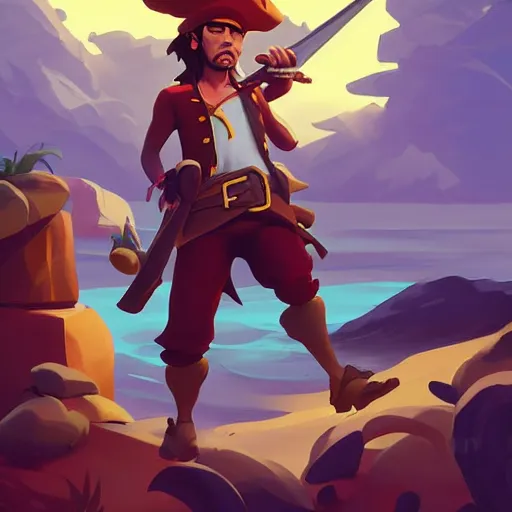 Image similar to painting jack the pirate on sea of thieves game avatar hero smooth face median photoshop filter cutout vector behance hd by jesper ejsing, by rhads, makoto shinkai and lois van baarle, ilya kuvshinov, rossdraws, illustration, art by ilya kuvshinov and gustav klimt