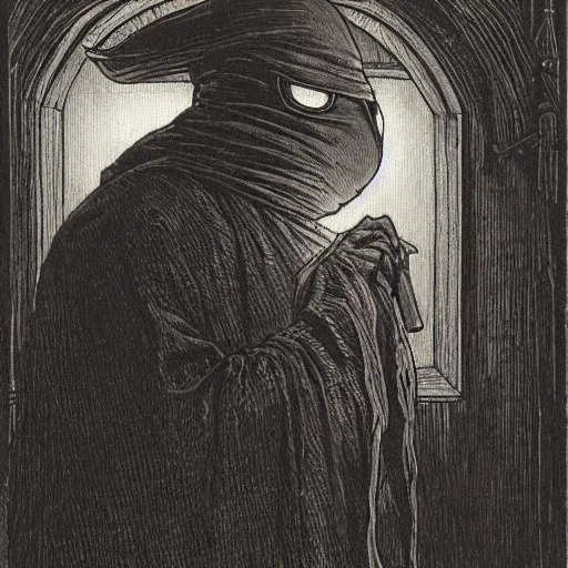 Image similar to plague doctor by franklin booth