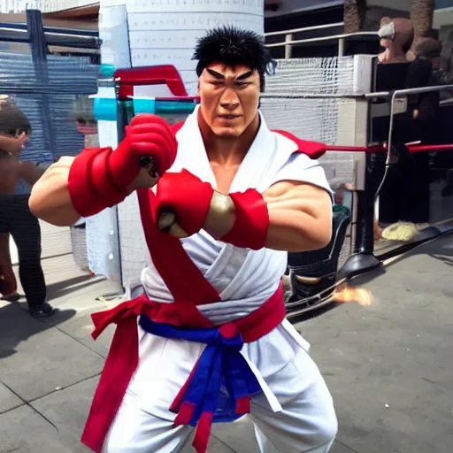 Prompt: ryu from street fighter v celebrates his birthday