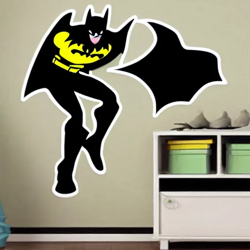 Image similar to die cut sticker of batman breakdancing, dripping paint