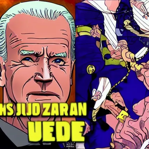 Image similar to Joe Biden in JoJo's Bizarre Adventure