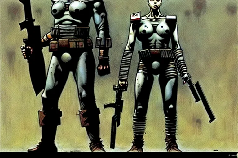 Image similar to god of weapons, sci - fi, full figure, epic stance, wide angle view, by enki bilal