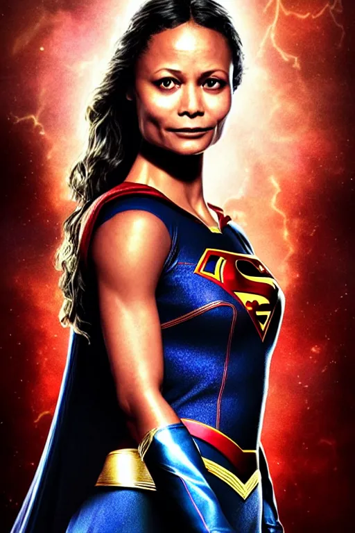 Image similar to majestic and regal portrait of thandie newton female supergirl, dc universe, perfect face, beautiful, intricate, epic, elegant, fantasy, highly detailed, digital painting, hard focus, beautiful volumetric lighting, epic light, ultra detailed, by leesha hannigan, ross tran, thierry doizon, kai carpenter, ignacio fernandez rios