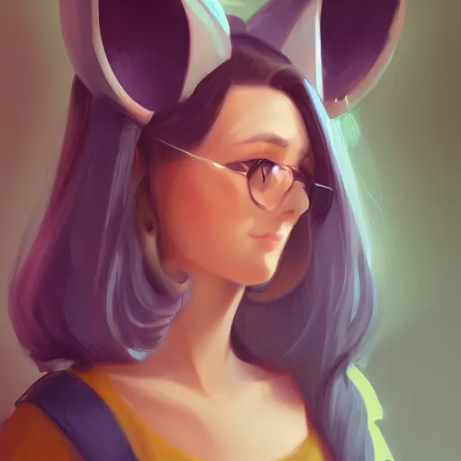 Prompt: cute young woman with robot ears, 4k, sharp focus, Andreas Rocha