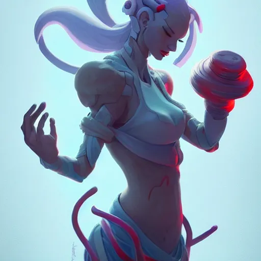 Image similar to a tiny cute demon floating while meditating and wrapped in sacred scrolls, smooth, intricate, elegant, digital painting, artstation, power runes, pulsing energy, concept art, sharp focus, octane render, illustration, art by josan gonzalez, overwatch character,