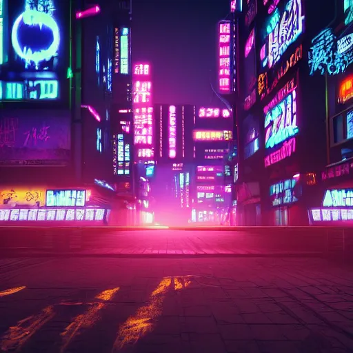 Prompt: cryptopunk city street, mysterious fog, neon kanji signs, neo tokyo, full moon, crepuscular rays, bloom, hdr, cyberpunk 2 0 7 7, 8 k render