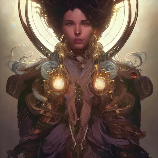 Image similar to handsome cyborg druid entanglement milky way, epic lighting, sketch illustration, ultra detailed, art by artgerm and greg rutkowski and alphonse mucha