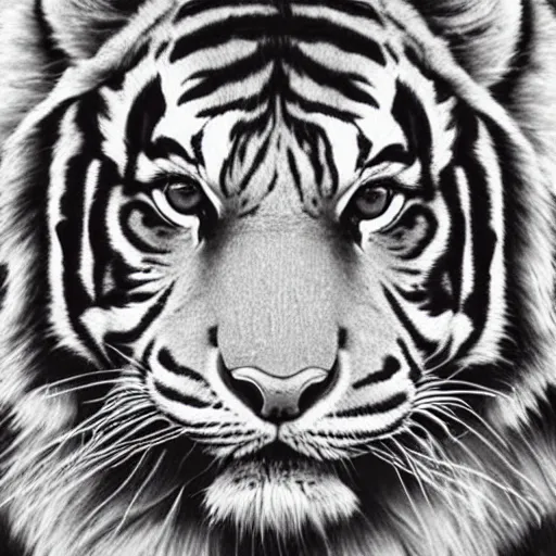 Image similar to incredible half - geometric tiger art illustration