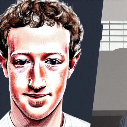 Prompt: Mark Zuckerberg drawn in style of Meatcanyon