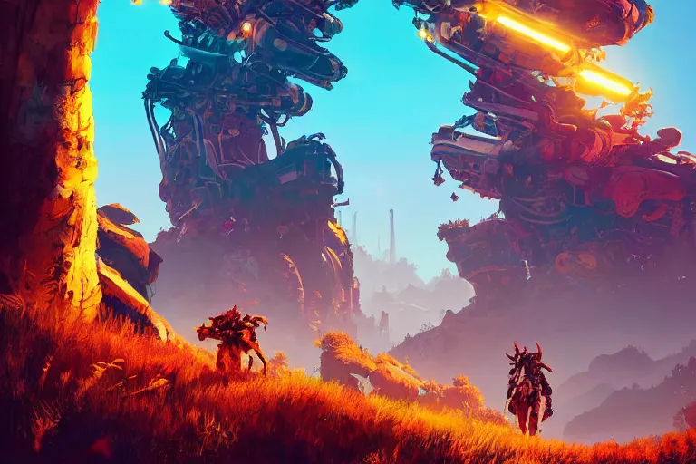 Image similar to scorcher machine mecanical creature robot of horizon forbidden west horizon zero dawn radiating a glowing aura global illumination ray tracing hdr fanart arstation by ian pesty and alena aenami artworks in 4 k