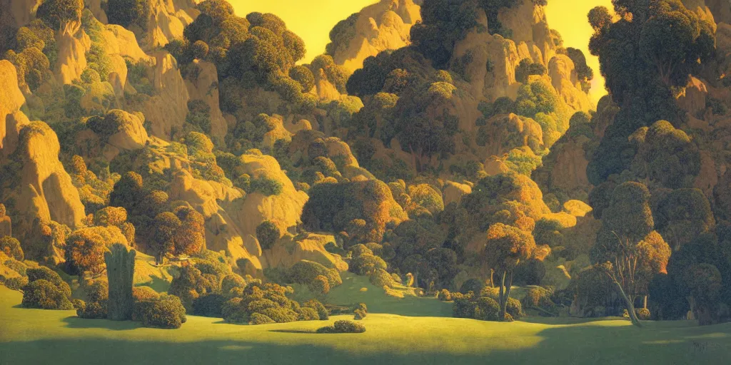 Prompt: !dream a landscape of a fantasy kingdom by Maxfield Parrish, digital art 8k