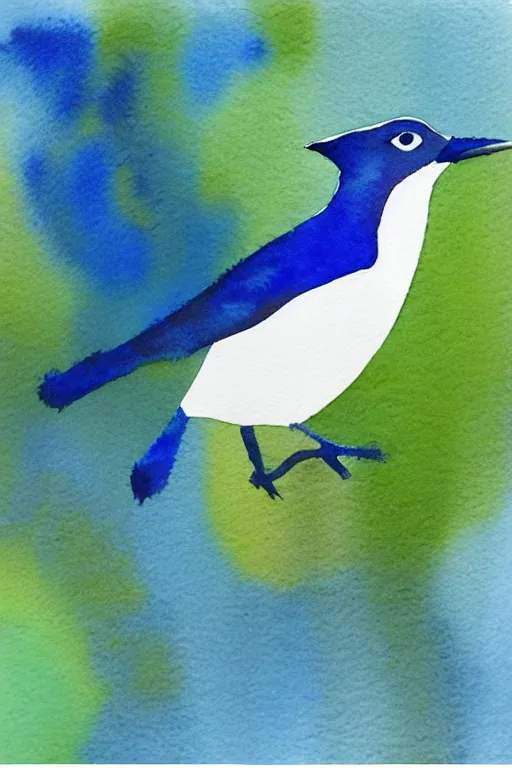 Image similar to minimalist watercolor art of a jay bird in the style of raissa oltmanns