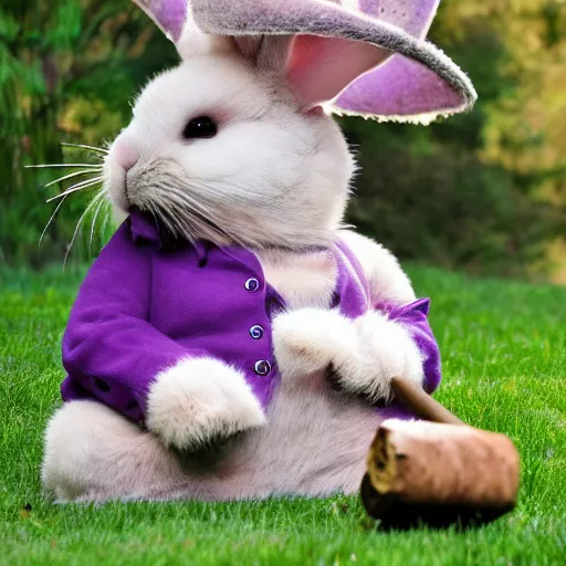a big violet rabbit smoking a cigar, professional | Stable Diffusion ...