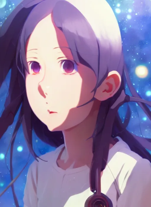 Image similar to portrait of a very cute girl with crazy eyes big, very cooldere anime space background illustration concept art anime key visual trending pixiv fanbox by wlop and greg rutkowski and makoto shinkai and studio ghibli and kyoto animation