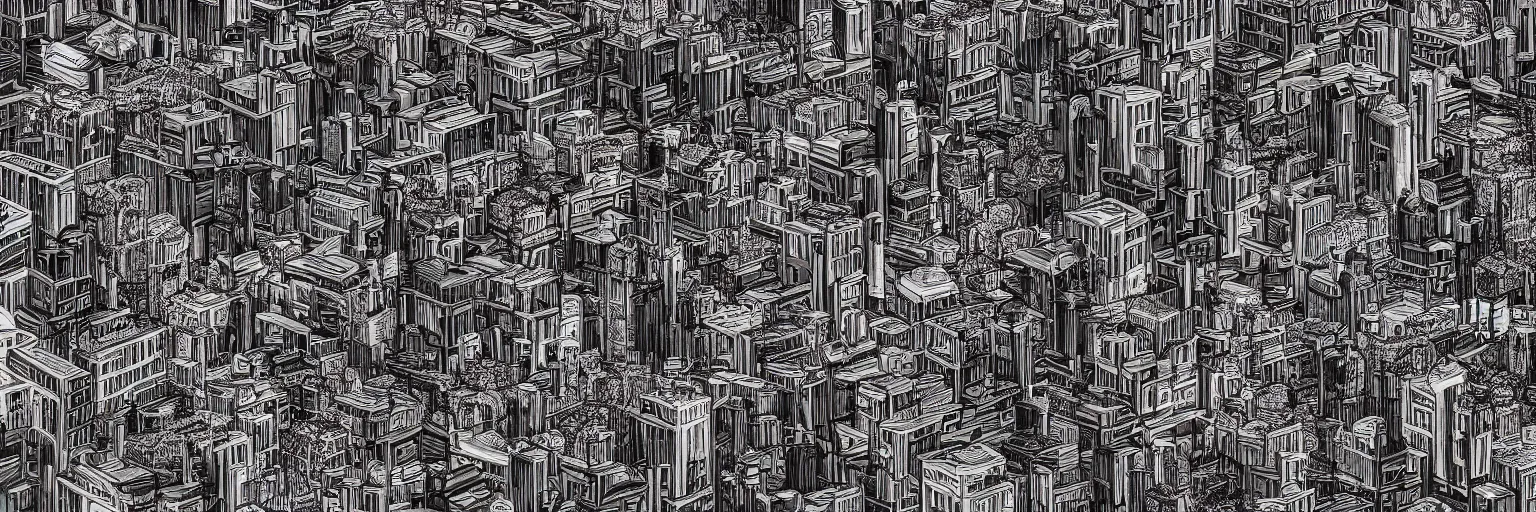 Image similar to high detail digital art of a huge bustling city