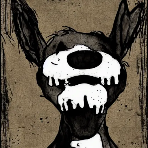 Prompt: grunge drawing of a dog by mrrevenge, corpse bride style