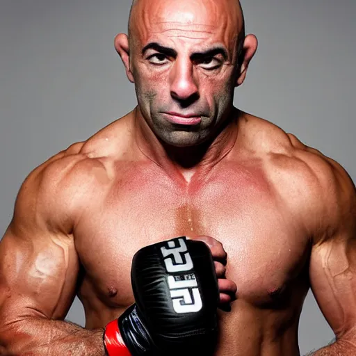 Prompt: big muscles joe rogan. joe rogan face. ufc. photographic, photography