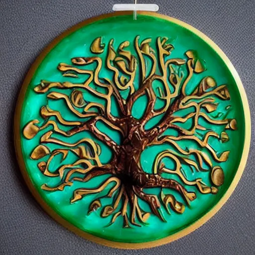 Image similar to photo of an intricately detailed representation of a accurate tree of life. Colored wax.