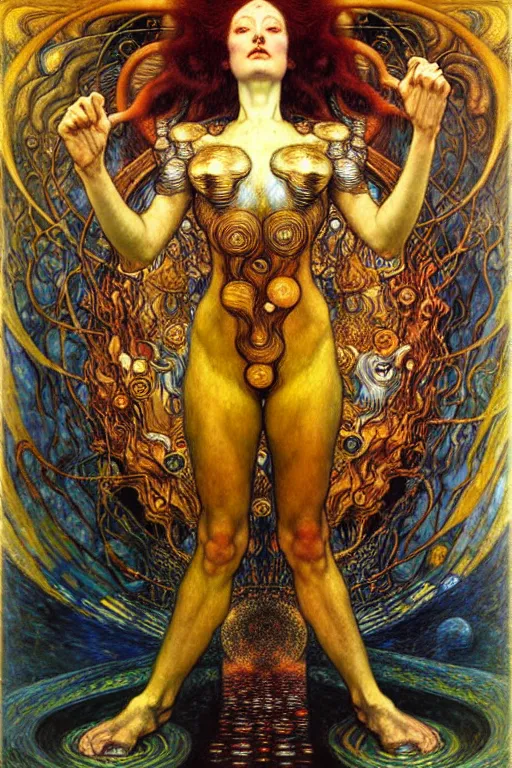 Image similar to Divine Chaos Engine by Karol Bak, Jean Delville, William Blake, Gustav Klimt, and Vincent Van Gogh, symbolist, visionary