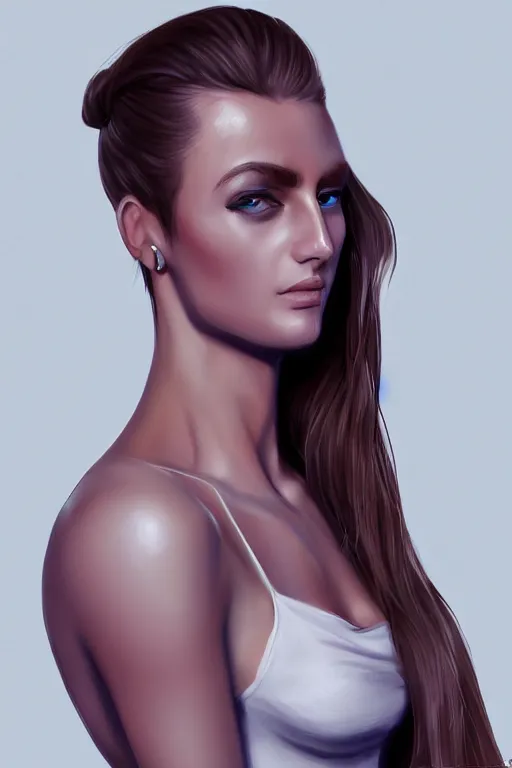 Image similar to gigachad as female digital painting trending on artstation