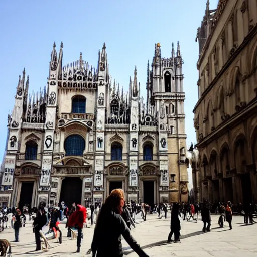 Prompt: the hunchback of notre dame visiting piazza del duomo milan