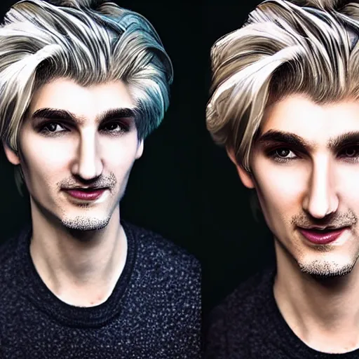 Image similar to really handsome gigachad xqc, portrait photograph : : realistic : : 1 dslr : : 1 - - quality 2