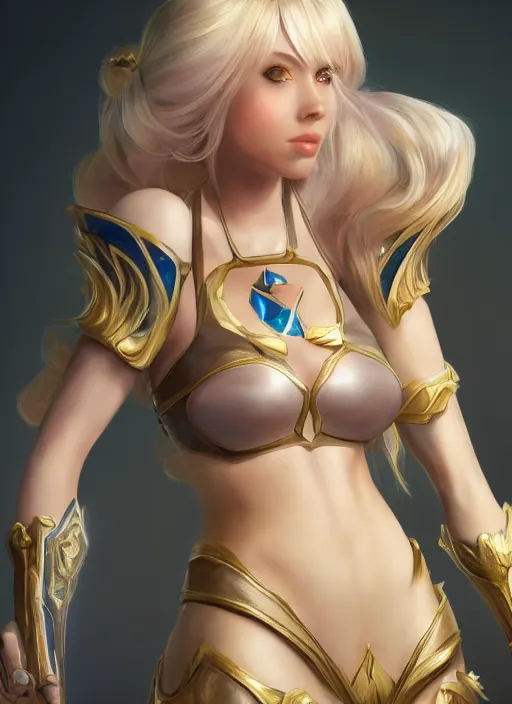 Image similar to lux, from league of legends, au naturel, hyper detailed, blondie, digital art, trending in artstation, cinematic lighting, studio quality, smooth render, fluorescent skin, unreal engine 5 rendered, octane rendered, art style by klimt and nixeu and ian sprigger and wlop and krenz cushart