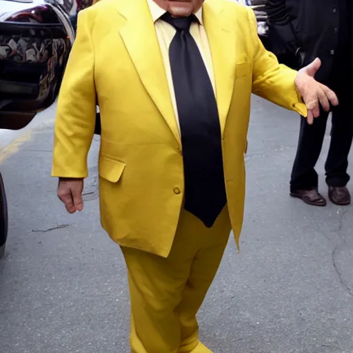 Image similar to danny devito wearing a yellow suit